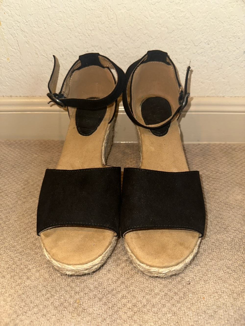 Style & Co. Black Espadrille Wedge Sandals with Ankle Strap